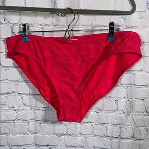 Andie Swim Womens Bikini Bottom Red Textured Floral Beach Vacation Cruise XL NWT
